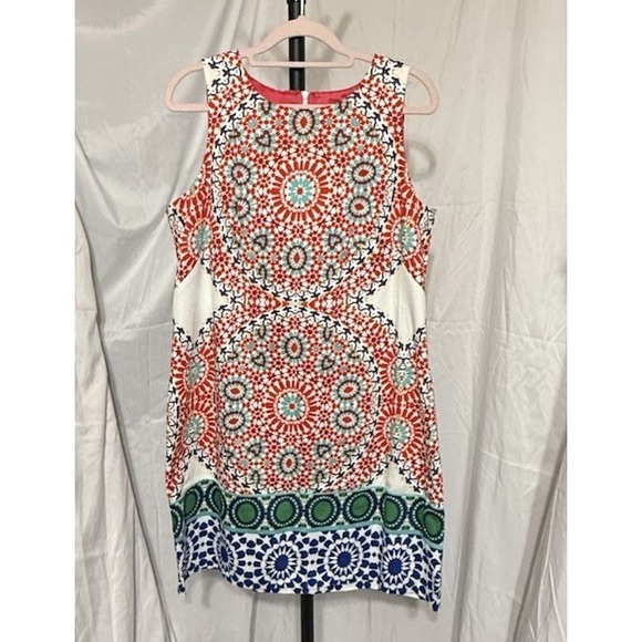 London Times Sleeveless Dress Geometric Medallion Pattern Women's Size 10 - Picture 1 of 9